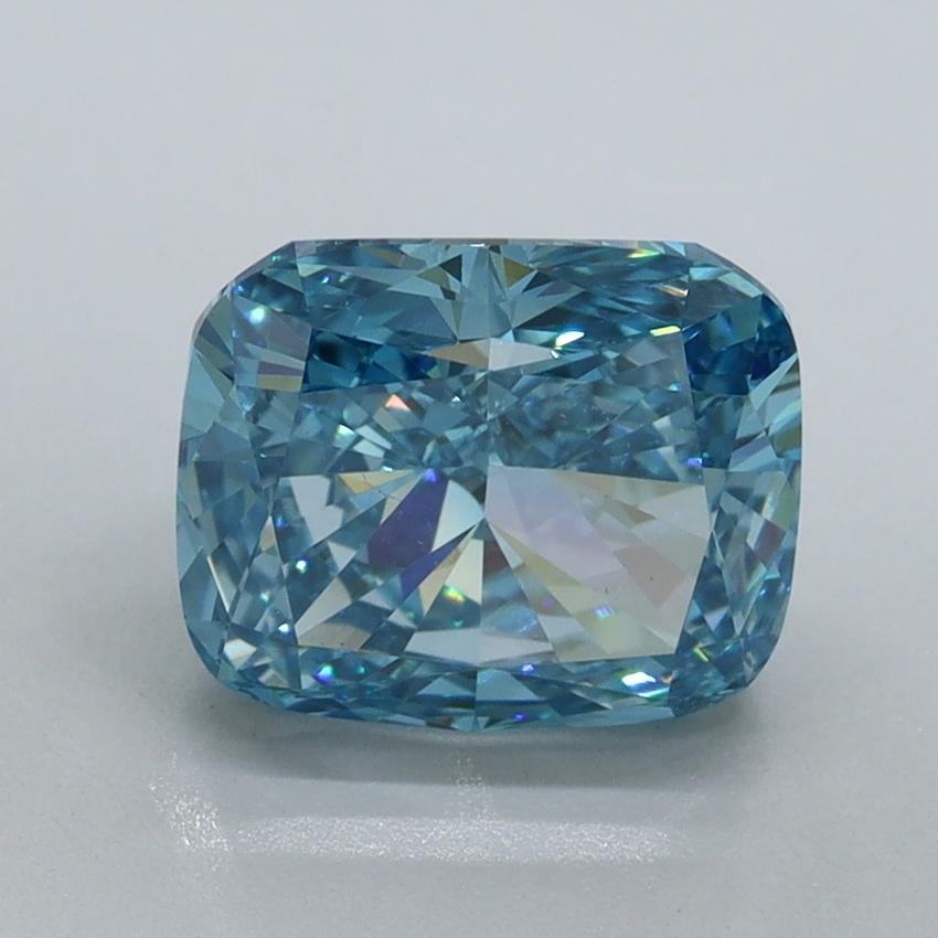 2.40 Ct. Fancy Vivid Malibu Blue Cushion Lab Grown Diamond