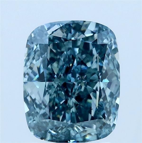 2.01 Ct. Fancy Intense Greenish Blue Cushion Lab Grown Diamond
