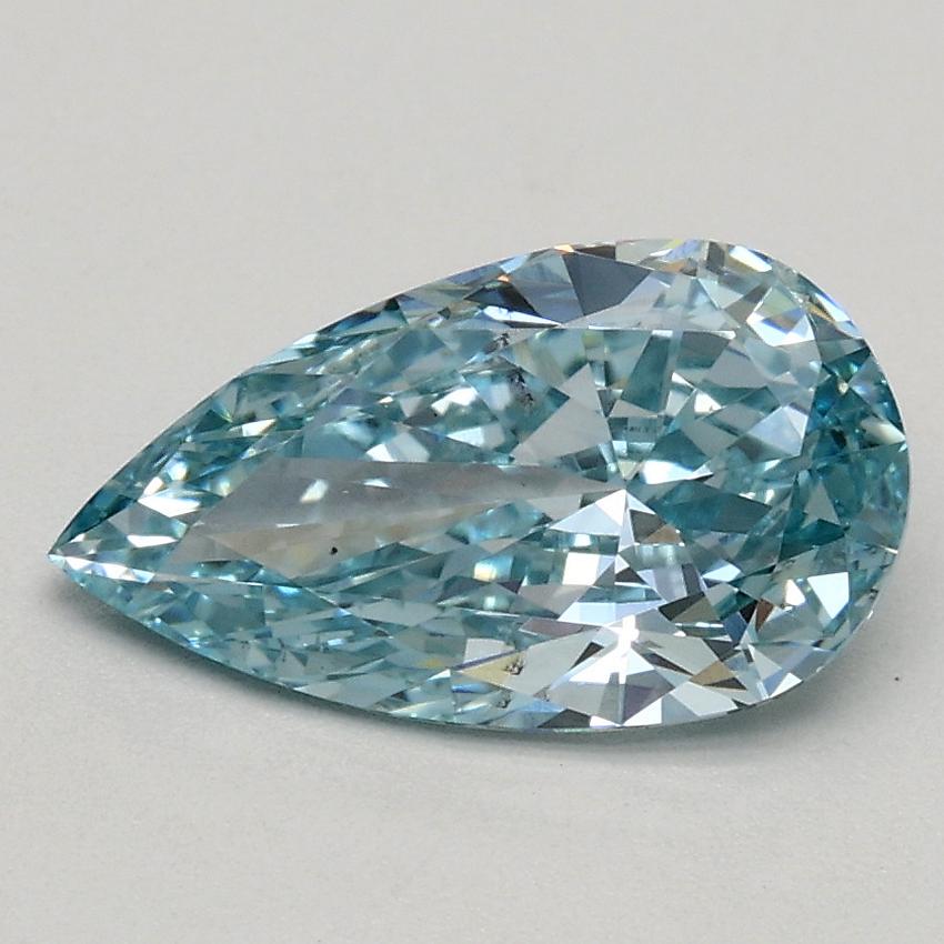 1.01 Ct. Fancy Intense Greenish Blue Pear Lab Grown Diamond
