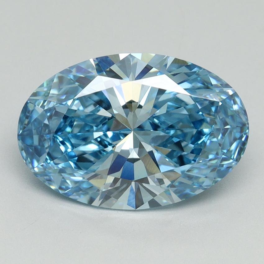 3.02 Ct. Fancy Vivid Blue Oval Lab Grown Diamond