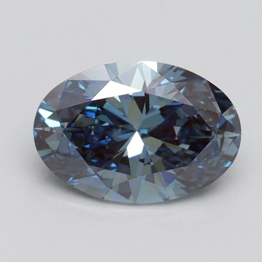 1.50 Ct. Fancy Vivid Greenish Blue Oval Lab Grown Diamond