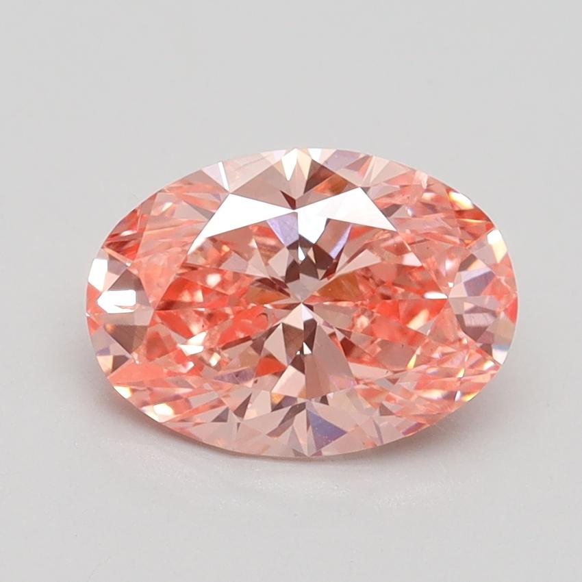 1.52 Ct. Fancy Vivid Orangy Pink Oval Lab Grown Diamond