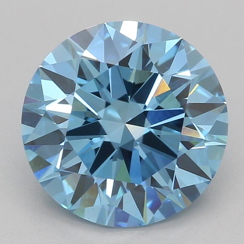 2.03 Ct. Fancy Vivid Blue Round Lab Grown Diamond