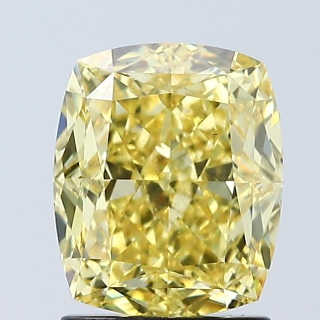 2.04 Ct. Fancy Vivid Yellow Cushion Lab Grown Diamond