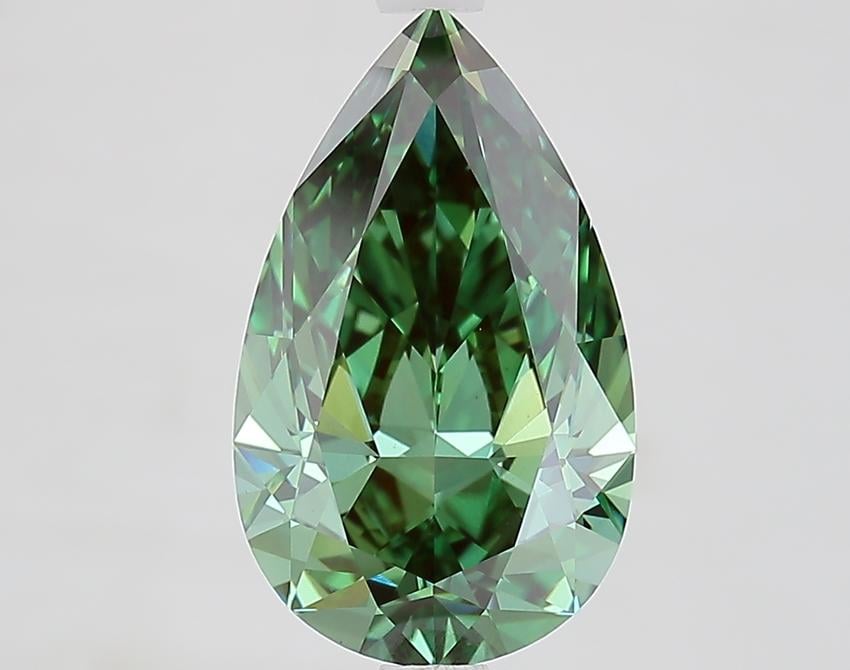 3.31 Ct. Fancy Vivid Green Pear Lab Grown Diamond
