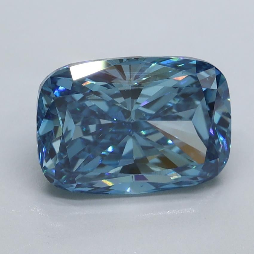 3.01 Ct. Fancy Vivid Blue Cushion Lab Grown Diamond
