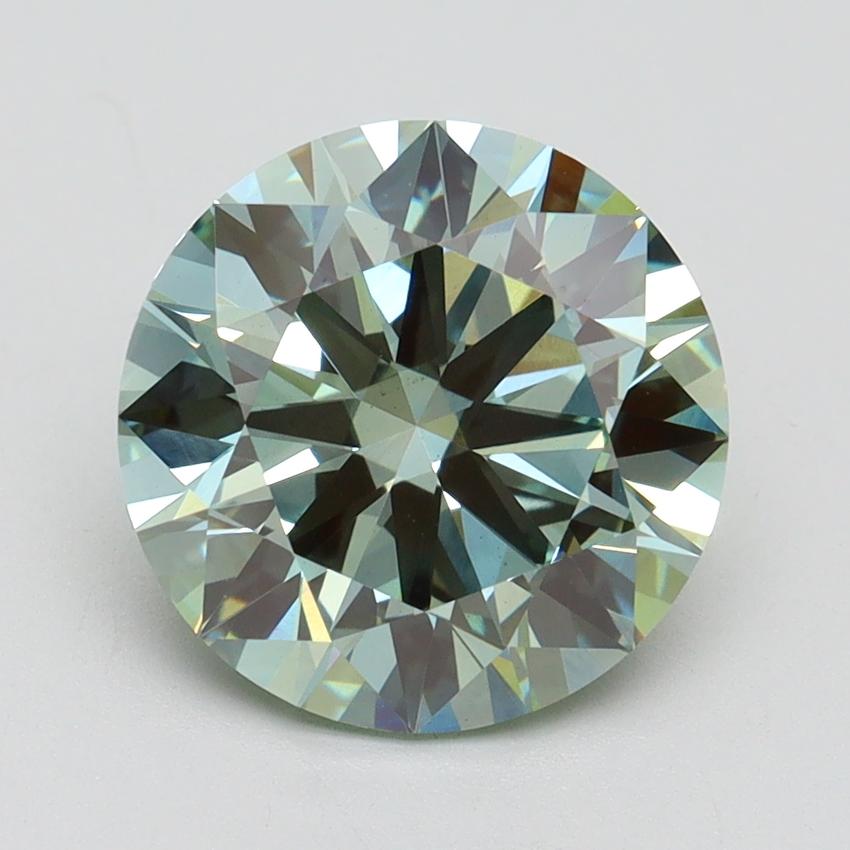 3.11 Ct. Fancy Vivid Green Round Lab Grown Diamond