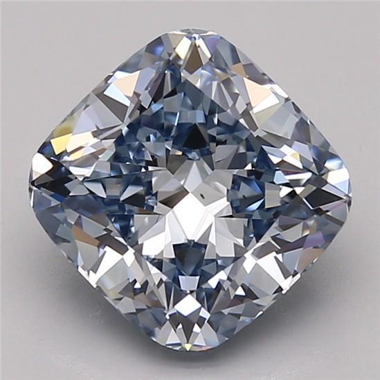 3.30 Ct. Fancy Vivid Blue Cushion Lab Grown Diamond