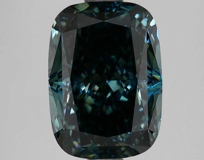 2.73 Ct. Fancy Deep Bluish Green Cushion Lab Grown Diamond