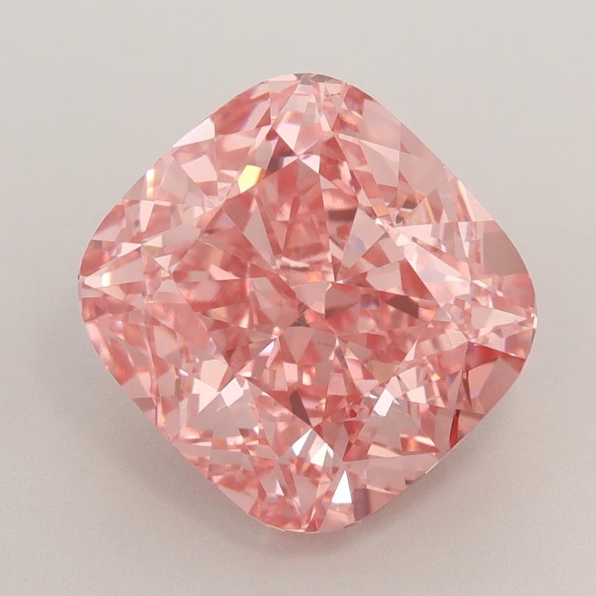 4.09 Ct. Fancy Vivid  Pink Cushion Lab Grown Diamond