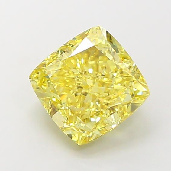 3.16 Ct. Fancy Vivid Yellow Cushion Lab Grown Diamond