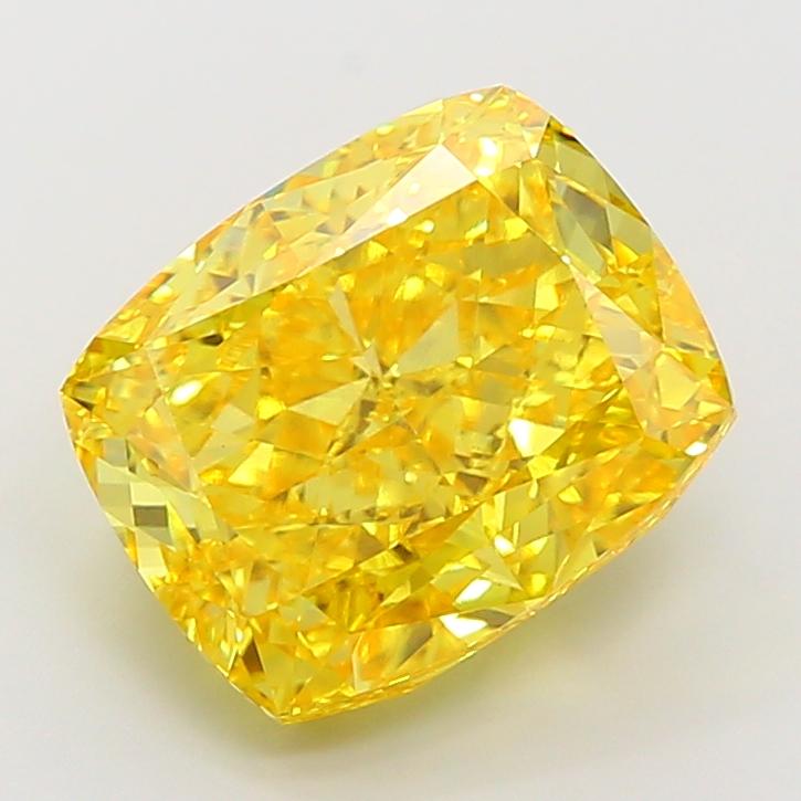 9.07 Ct. Fancy Vivid Yellow Cushion Lab Grown Diamond