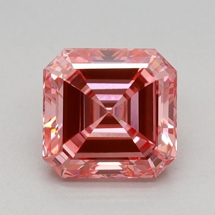 0.88 Ct. Fancy Vivid Pink Asscher Lab Grown Diamond
