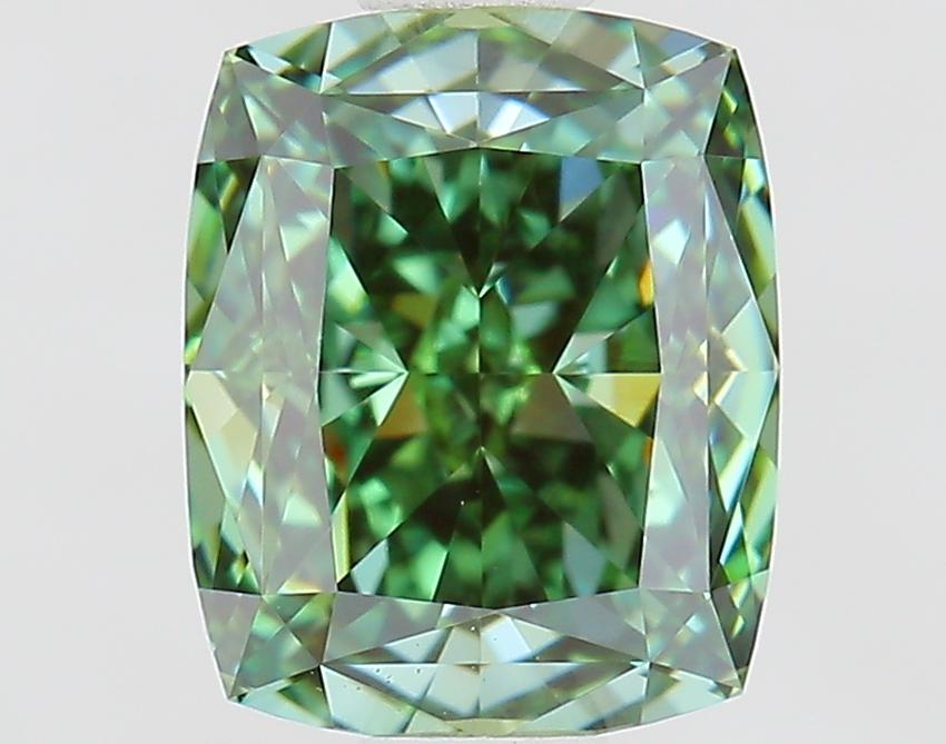 1.09 Ct. Fancy Vivid Green Cushion Lab Grown Diamond
