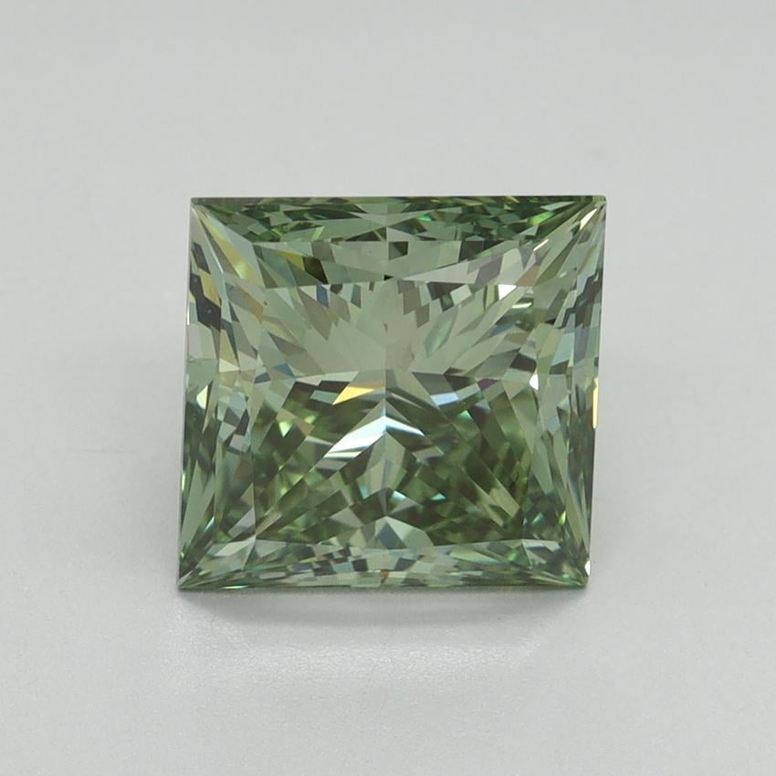 3.22 Ct. Fancy Vivid Green Princess Lab Grown Diamond