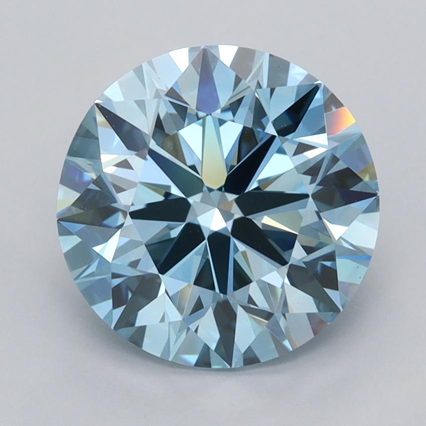 3.01 Ct. Fancy Vivid  Blue Round Lab Grown Diamond