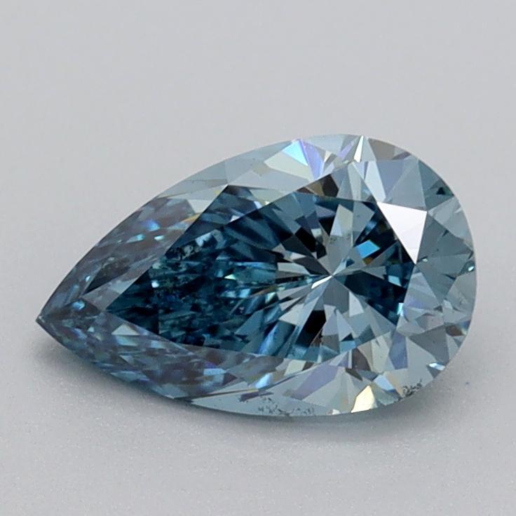 1.01 Ct. Fancy Vivid Greenish Blue Pear Lab Grown Diamond