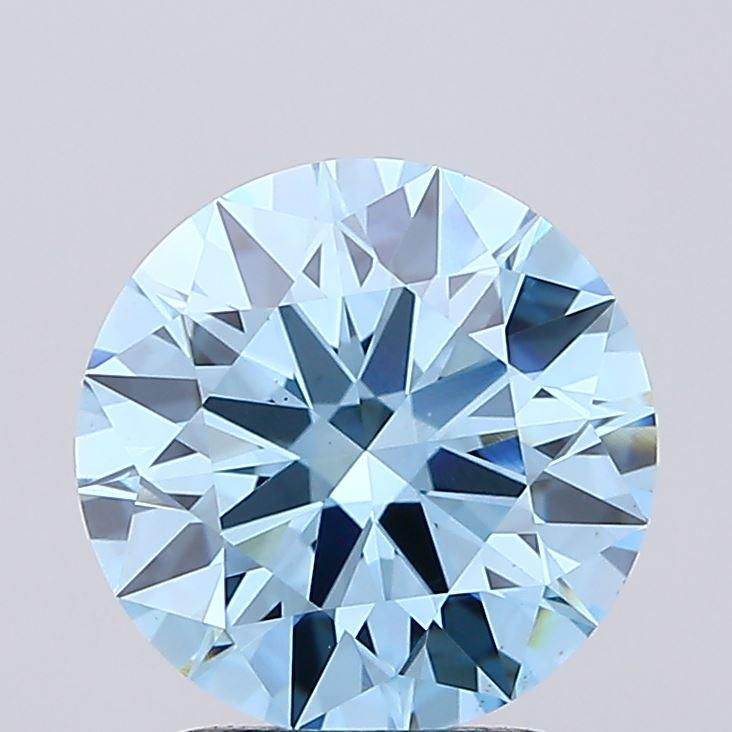 2.05 Ct. Fancy Vivid Blue Round Lab Grown Diamond