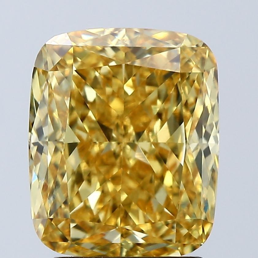 3.03 Ct. Fancy Vivid Yellow Cushion Lab Grown Diamond