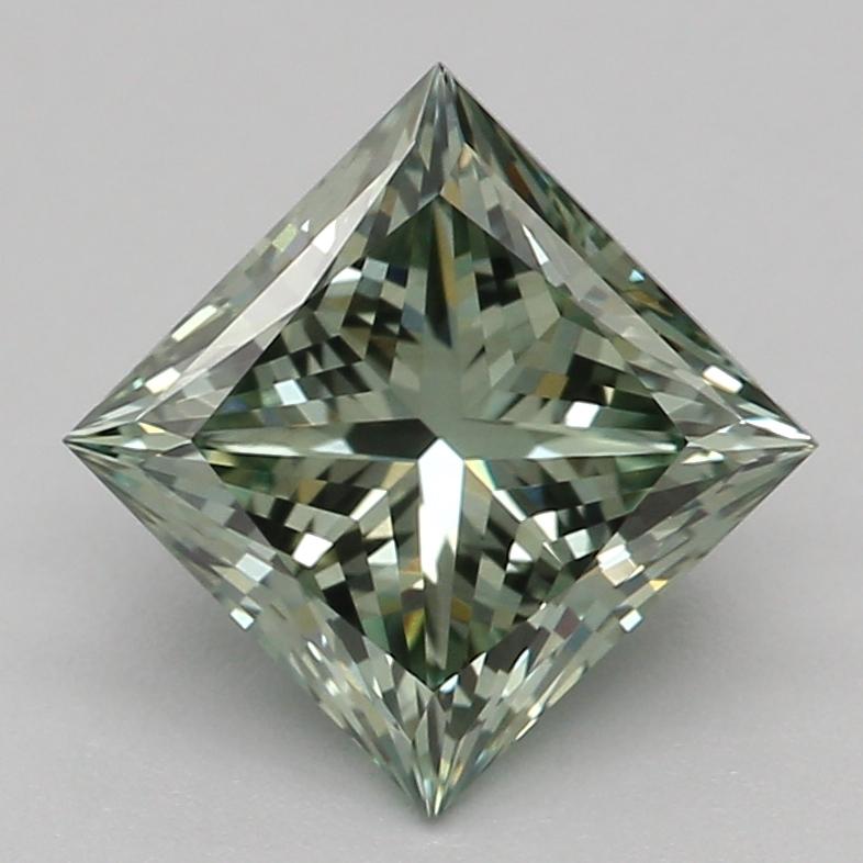 1.04 Ct. Fancy Vivid Green Princess Lab Grown Diamond