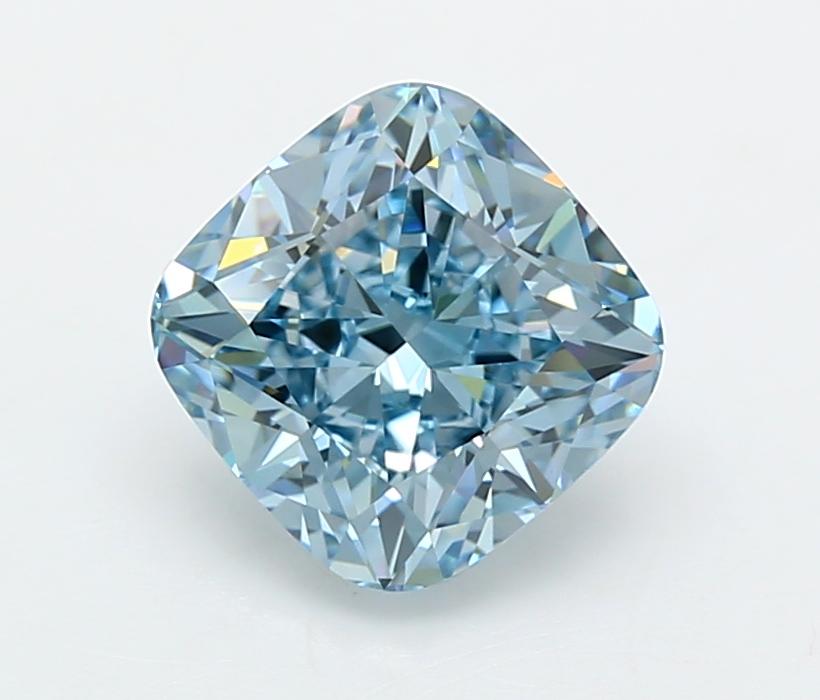 3.02 Ct. Fancy Vivid  Blue Cushion Lab Grown Diamond