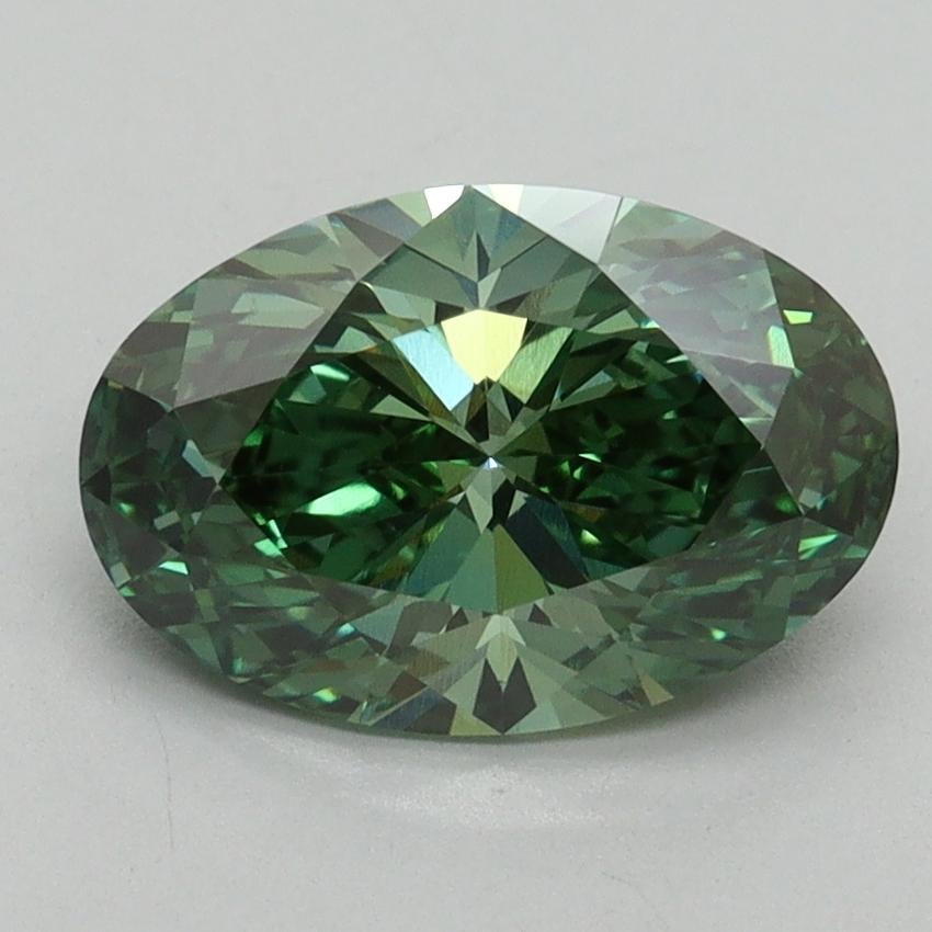 2.07 Ct. Fancy Vivid Pacific Green Oval Lab Grown Diamond