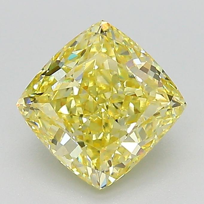 1.65 Ct. Fancy Vivid  Yellow Cushion Lab Grown Diamond