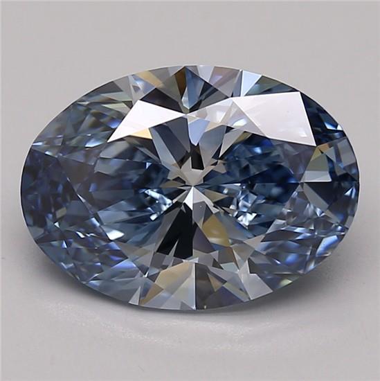 3.43 Ct. Fancy Vivid Blue Oval Lab Grown Diamond