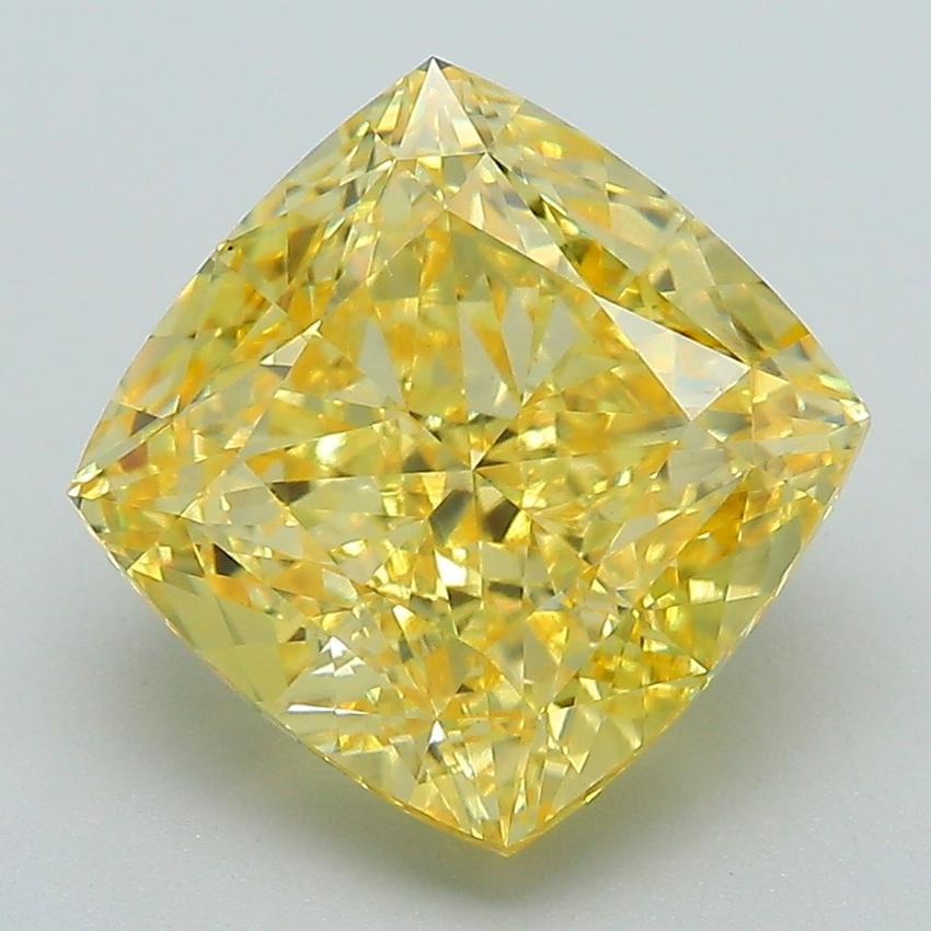 4.51 Ct. Fancy Vivid Yellow Cushion Lab Grown Diamond