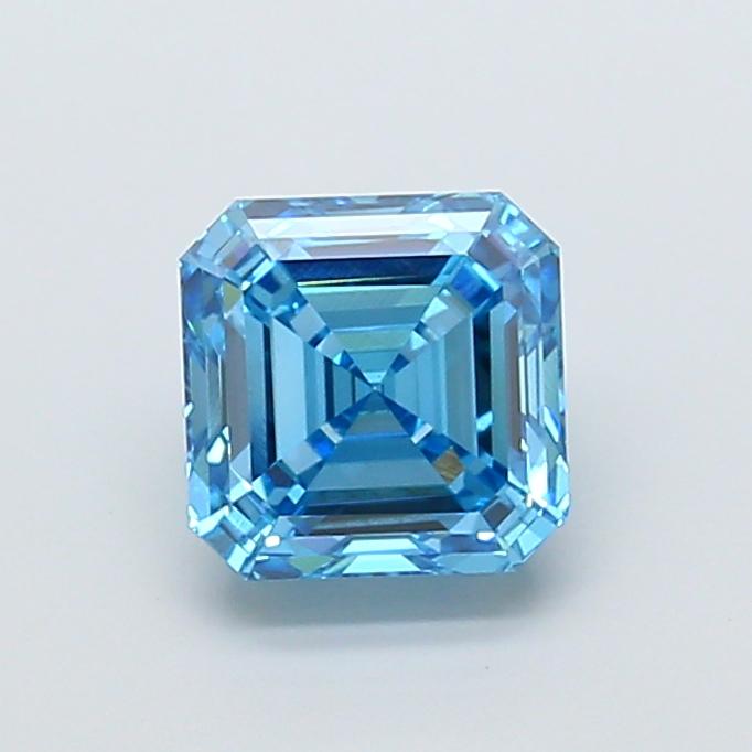 3.05 Ct. Fancy Vivid Blue Asscher Lab Grown Diamond