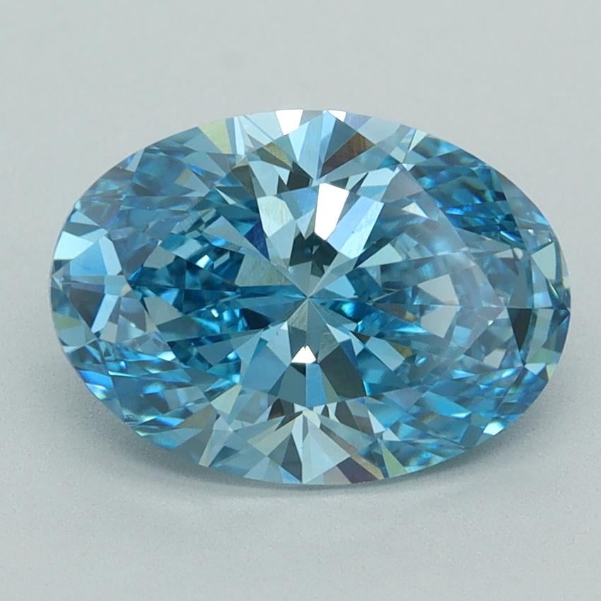 2.58 Ct. Fancy Vivid  Blue Oval Lab Grown Diamond