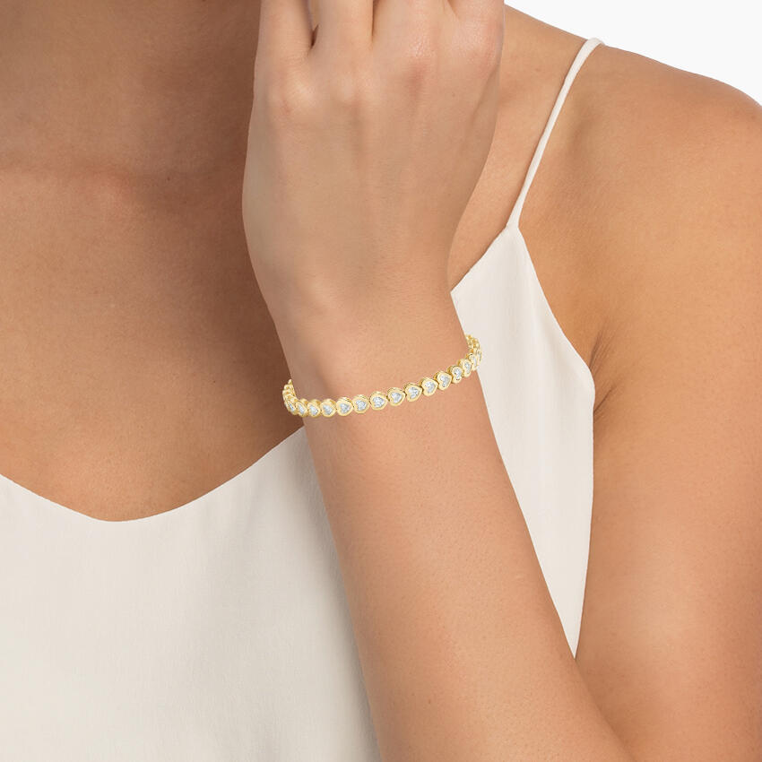 14K Yellow Gold Heart Shaped Lab Diamond Bezel Tennis Bracelet (3 1/3 ct. tw.)