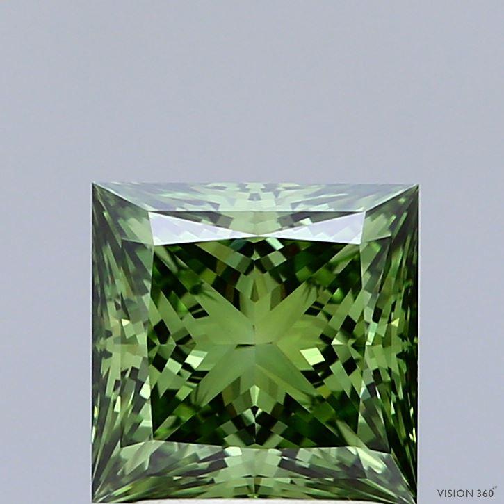 2.01 Ct. Fancy Vivid Green Princess Lab Grown Diamond