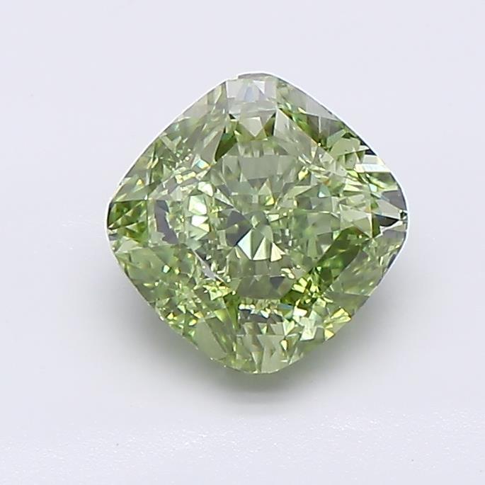 1.51 Ct. Fancy Vivid Green Cushion Lab Grown Diamond