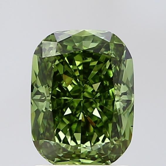 1.91 Ct. Fancy Vivid Green Cushion Lab Grown Diamond