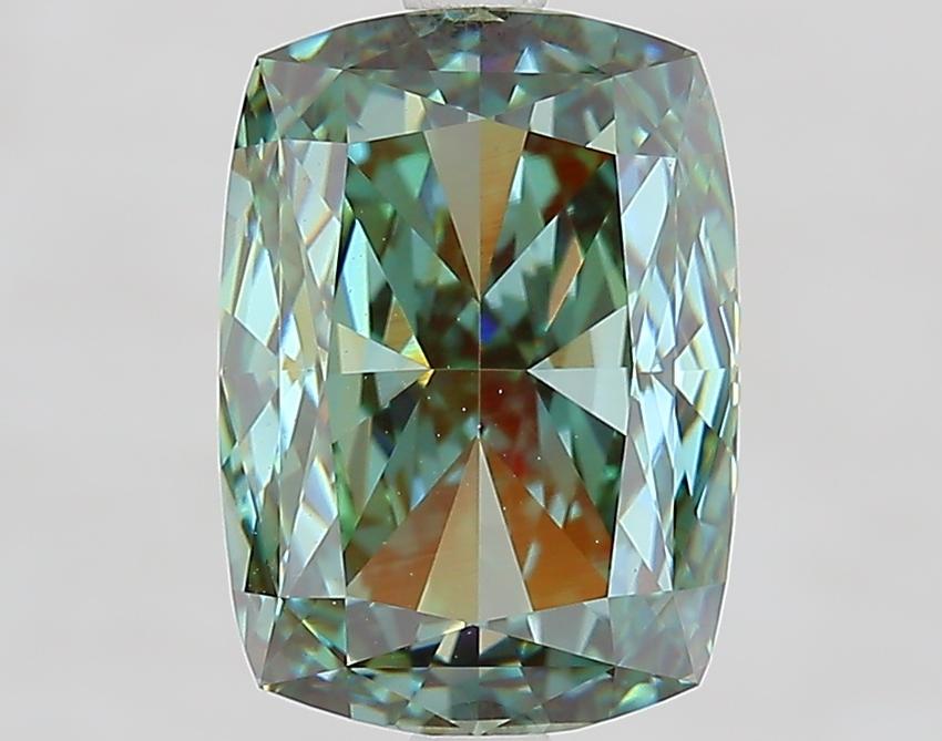 4.06 Ct. Fancy Vivid Green Cushion Lab Grown Diamond