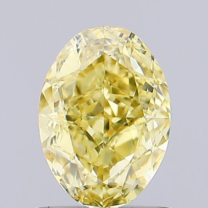 0.93 Ct. Fancy Vivid  Yellow Oval Lab Grown Diamond