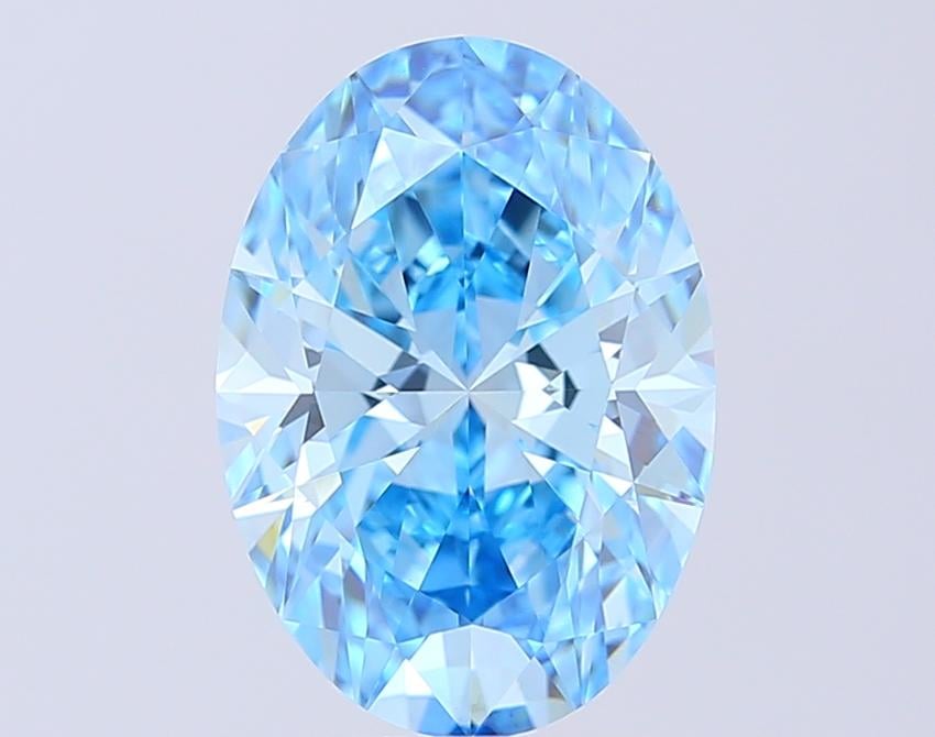 4.05 Ct. Fancy Vivid  Blue Oval Lab Grown Diamond