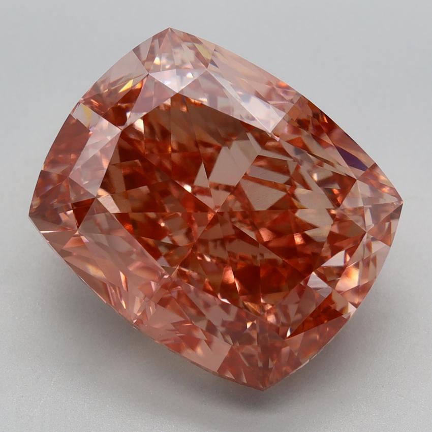 8.83 Ct. Fancy Vivid Brownish Pink Cushion Lab Grown Diamond