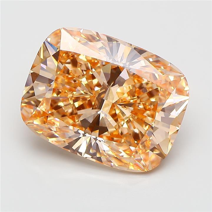 9.09 Ct. Fancy Vivid Pink Orange Cushion Lab Grown Diamond