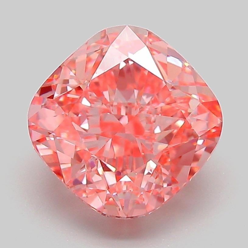 3.18 Ct. Fancy Vivid Pink Cushion Lab Grown Diamond