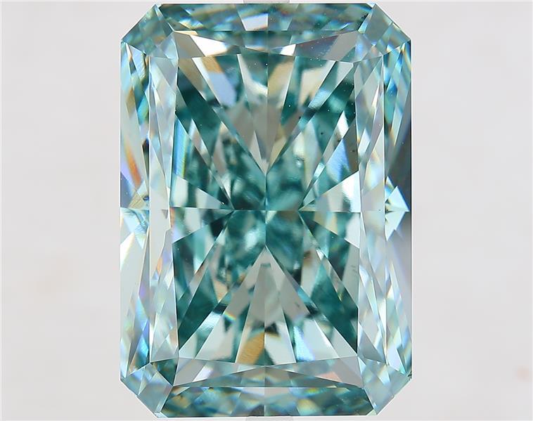 21.33 Ct. Fancy Intense Bluish Green Radiant Lab Grown Diamond