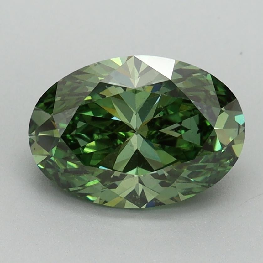 1.60 Ct. Fancy Vivid Green Oval Lab Grown Diamond