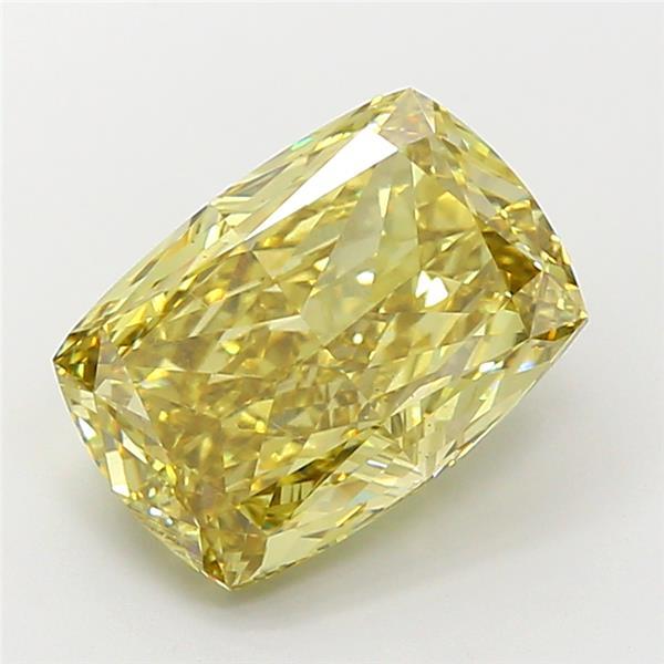 6.37 Ct. Fancy Intense Yellow Cushion Lab Grown Diamond