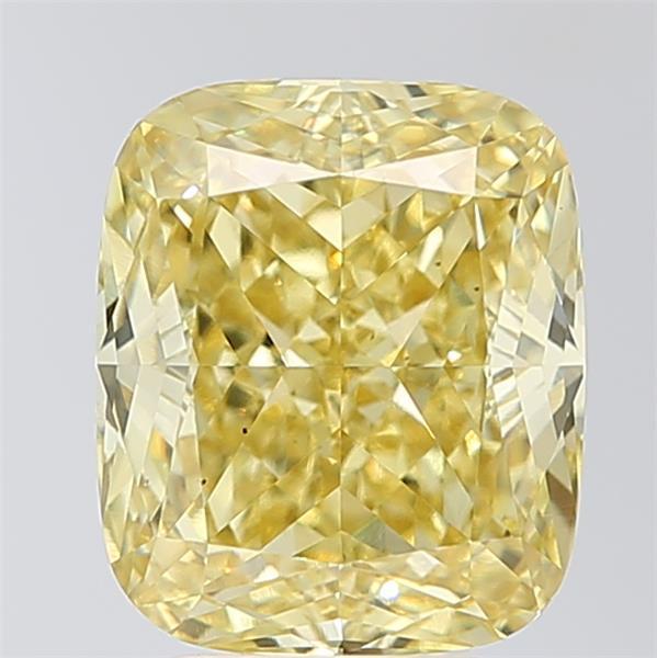 4.10 Ct. Fancy Vivid Yellow Cushion Lab Grown Diamond