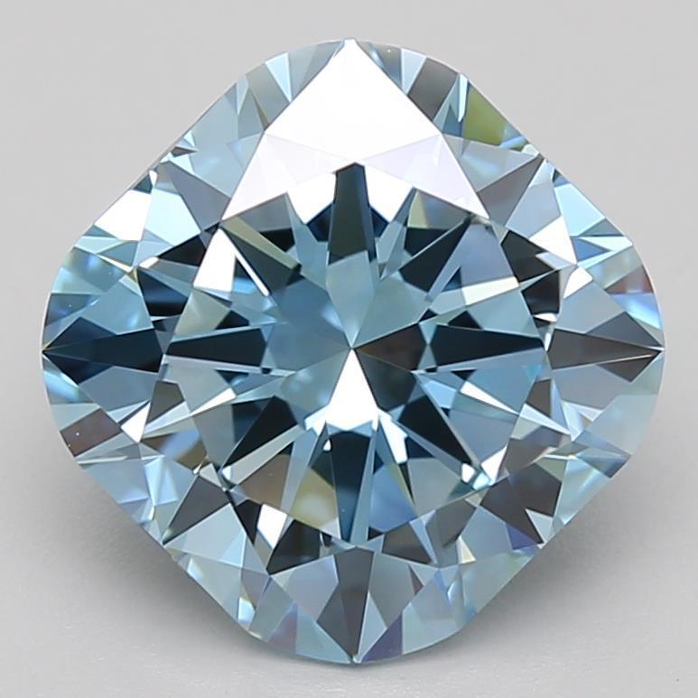 3.88 Ct. Fancy Vivid Blue Cushion Lab Grown Diamond