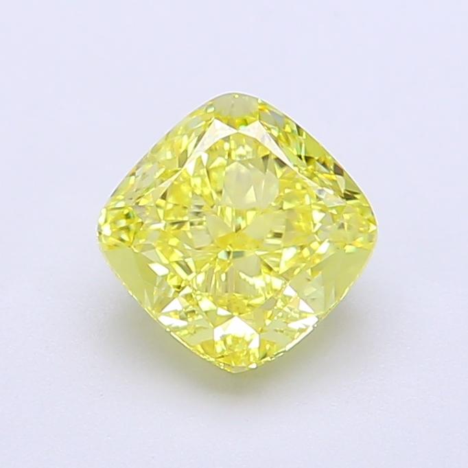 1.37 Ct. Fancy Vivid Yellow Cushion Lab Grown Diamond