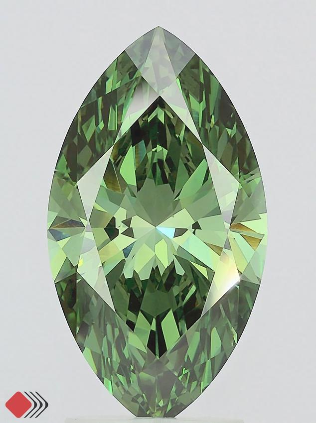 2.96 Ct. Fancy Vivid Green Marquise Lab Grown Diamond