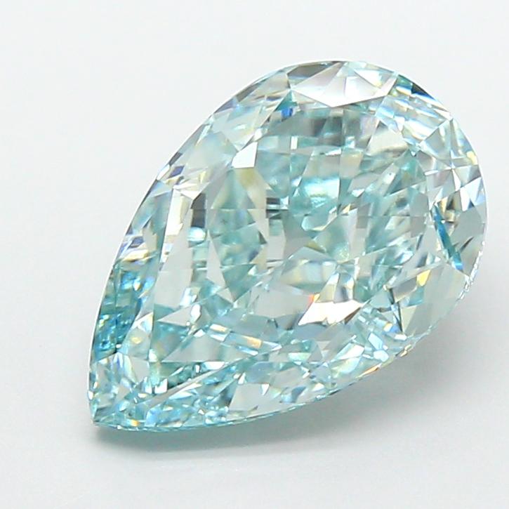 3.06 Ct. Fancy Intense Bluish Green Pear Lab Grown Diamond