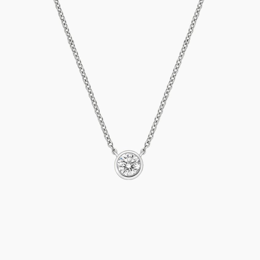 14K White Gold Diamond Bezel Solitaire Pendant (1/4 ct. tw.)